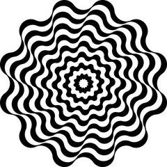 Optical illusion, psychedelic, wave. Abstract Geometric black shape icon