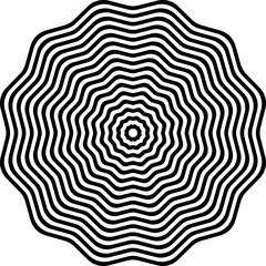 Optical illusion, psychedelic, wave. Abstract Geometric black shape icon