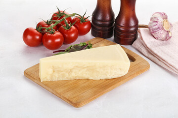 Piece Italian hard parmesan cheese