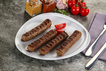 Grilled beef kebab minced meat