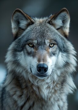 - The intense stare of a lone wolf, conveying a sense of solitude and strength.