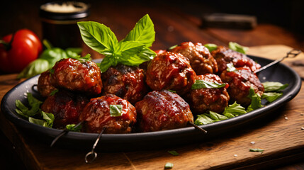 Tasty homemade grilled meatballs