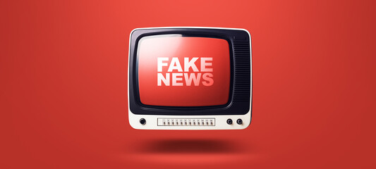 Vintage television broadcasting fake news