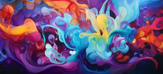 Foto op Plexiglas vibrant colors swirling in futuristic underwater chaos © msroster