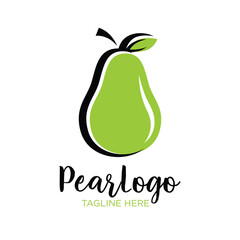 Pear Logo Design. Simple and Modern. Vector illustration