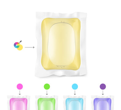 Laundry gel capsule pod for washing machine. Easy to recolour. Vector illustration isolated on white background.  Ready for your design. EPS10.