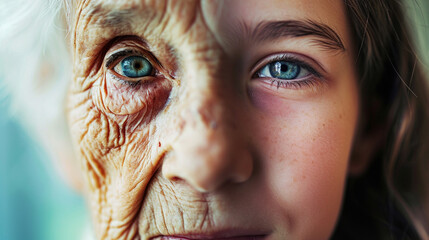 retrato de envejecimiento de la piel y el paso del tiempo