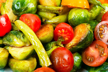 Vegetable healthy salad with brussels sprouts.