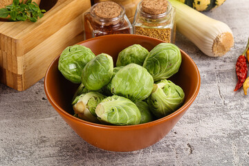 Brussels sprout cabbage in the bowl