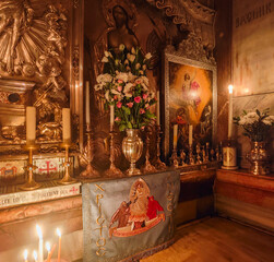 Inside the Rotunda is the chapel called the Aedicule of the Church of the Holy Sepulchre in...