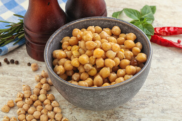 Boiled chickpea in the bowl