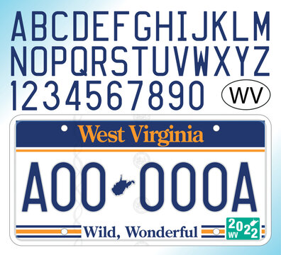 West Virginia us car license plate pattern 2023, United States, vector illustration