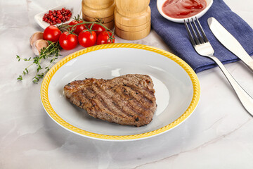 Grilled marble beef steak with sauce