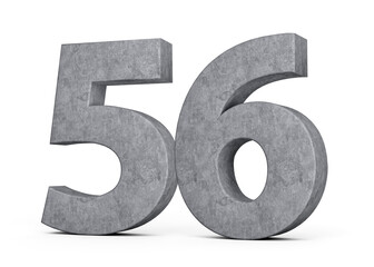 3d Concrete Number Fifty six 56 Digit Made Of Grey Concrete Stone On White Background 3d Illustration