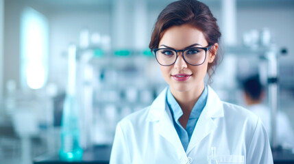 Professional beautiful young woman doctor standing with arms crossed smiling looking at the camera. AI generated