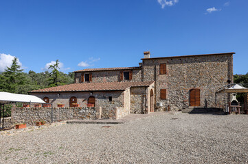 Restored old stone house in Montemassi in the province of Grosseto. Tuscany. Italy