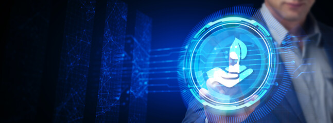 ESG Environmental Social Governance concept. Technology, Internet and network concept.