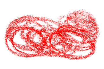 Red crayon scribbles isolated on transparent background.