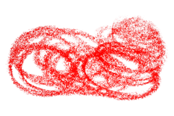 Red crayon scribbles isolated on transparent background.