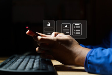 Concept of cyber security, information security and encryption, secure access to user's personal...