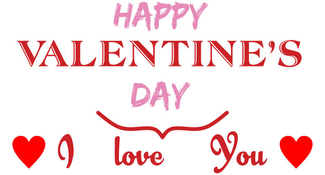 Happy Valentine's Day Poster or banner with cute font, sweet hearts on White background._1