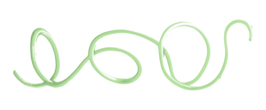 Green watercolor painted zigzag lines isolated on transparent background.