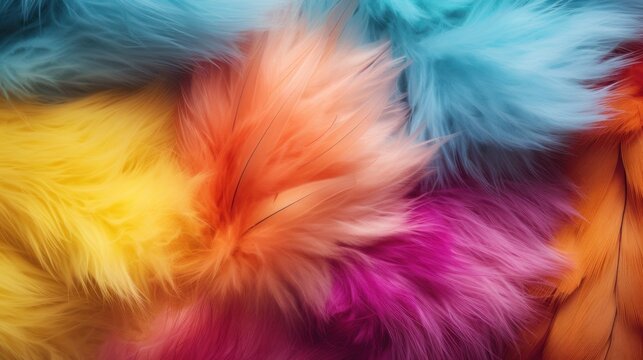 photo of abstract background with colorful soft fur with bright multicolored design