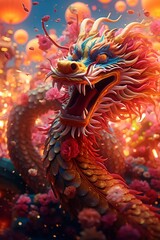 2024 Chinese New Year, Chinese Dragon Year Celebration and Joy ,8k - generative ai