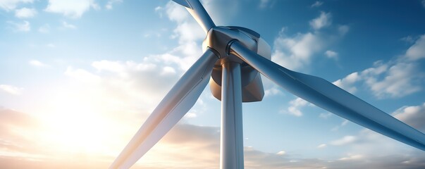 wind turbine wind power generation with blue sky background. renewable electrical energy. generative Ai
