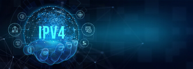 Business, Technology, Internet and network concept. IPV4 abbreviation. Modern technology concept. 3d illustration