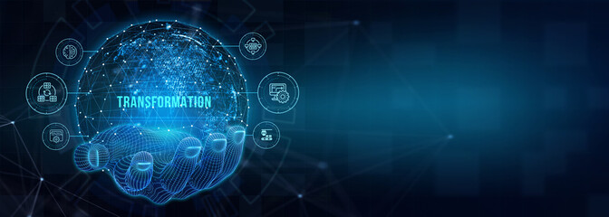 Business Transformation. Future and Innovation Internet and network concept. 3d illustration