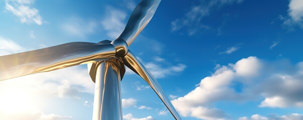 wind turbine wind power generation with blue sky background. renewable electrical energy. generative Ai
