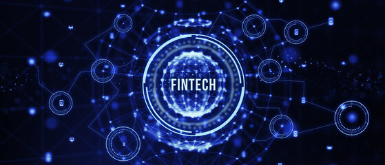 Fintech Financial technology digital money online banking business finance concept. 3d illustration