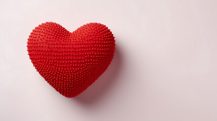 Copy space red heart with ribbon Valentine’s Day background.