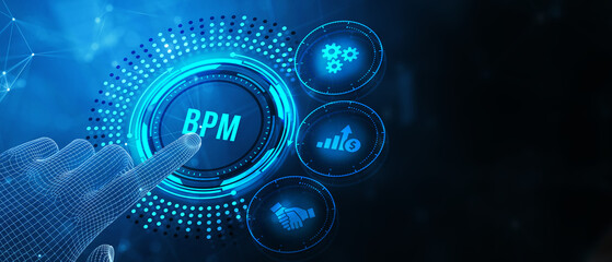BPM Business process management system technology concept. 3d illustration