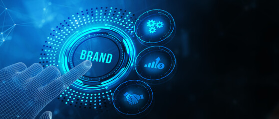 Brand development marketing strategy concept. Business, technology, internet and networking concept. 3d illustration