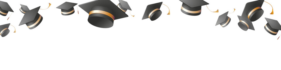 Graduation template. Graduation hat. Realistic style. - obrazy, fototapety, plakaty