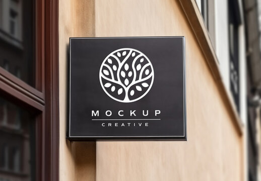 Store Logo Sign Mockup With Debossed Effect. Generative Ai