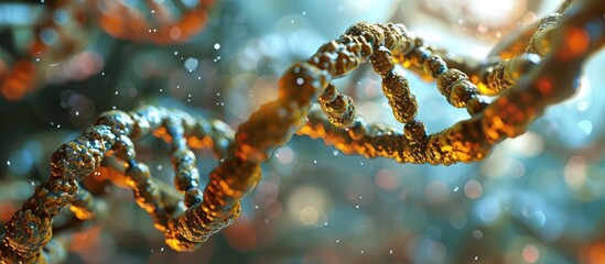 Medical illustration of a 3D DNA structure.