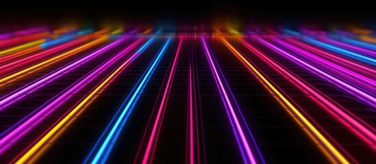 Neon colored abstract technology floor lines