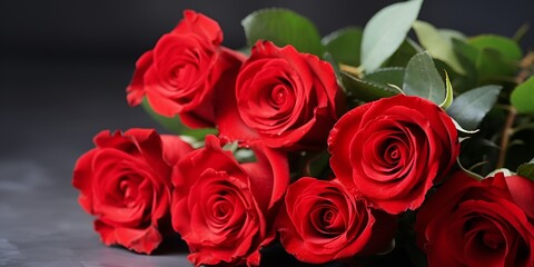 A bouquet of red roses with an empty copy space , bouquet, red roses, empty copy space