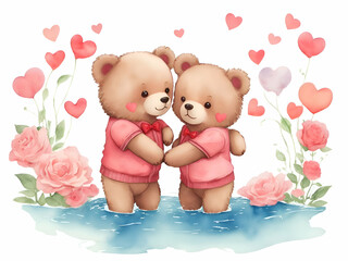 teddy bear with flowers in valentine's day