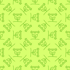 Grow Light vector Phyto Lamp green thin line seamless pattern