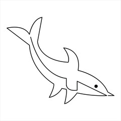 Dolphin fish outline vector illustration and minimalist design continuous single line art drawing