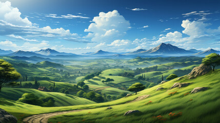 Naklejka premium Captivating Vistas: Exploring Majestic Summits and Pristine Wilderness, generative AI