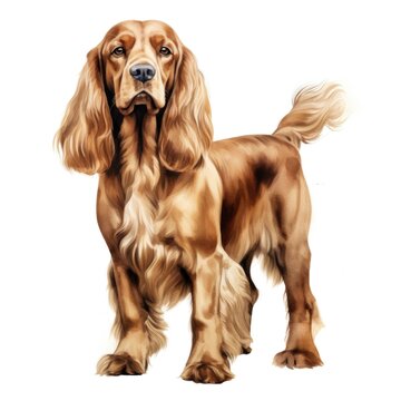Cocker spaniel dog breed watercolor illustration. Cute pet drawing isolated on white background.
