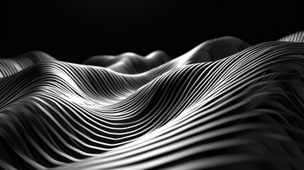 black and white wavy pattern. Black waves abstract background texture
