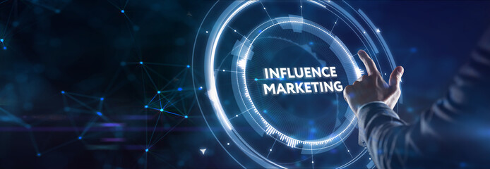 Business, Technology, Internet and network concept. Influencer marketing plan. Social Media...