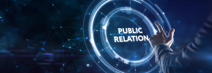 PR Public relations concept. Communication advertising marketing strategy.