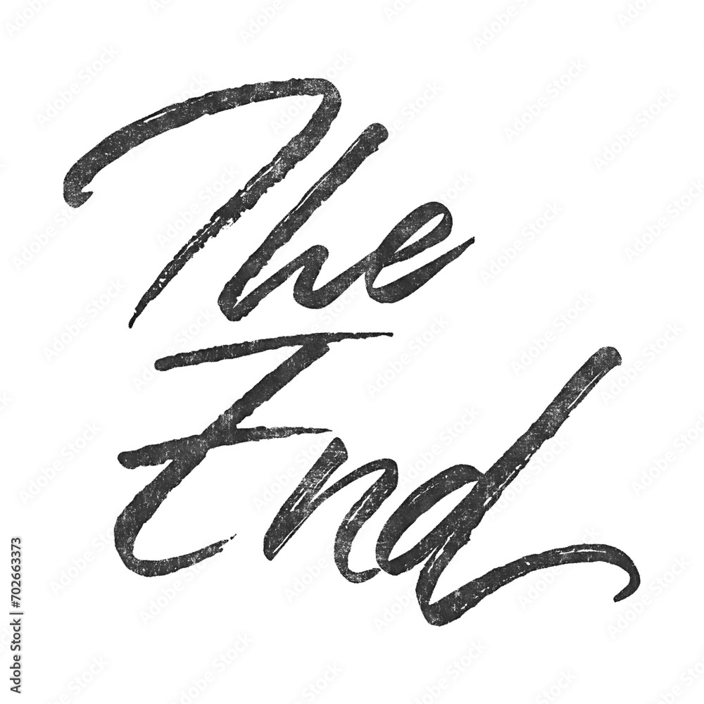 Poster the end written in brush script font with marker ink effect isolated on transparent background